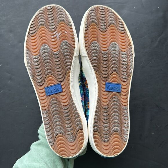 Keds Rifle Paper Co Size 6.5 Shoes Blue Colorful Floral Platform Slip On Sneaker - Picture 10 of 11
